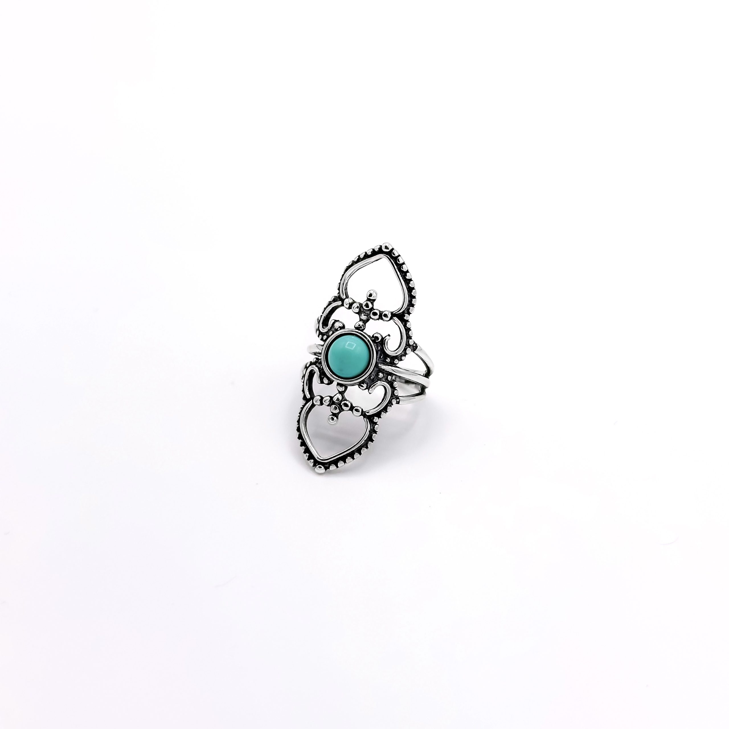 Bague Turquoise Reconstituée Bohème en Argent 925