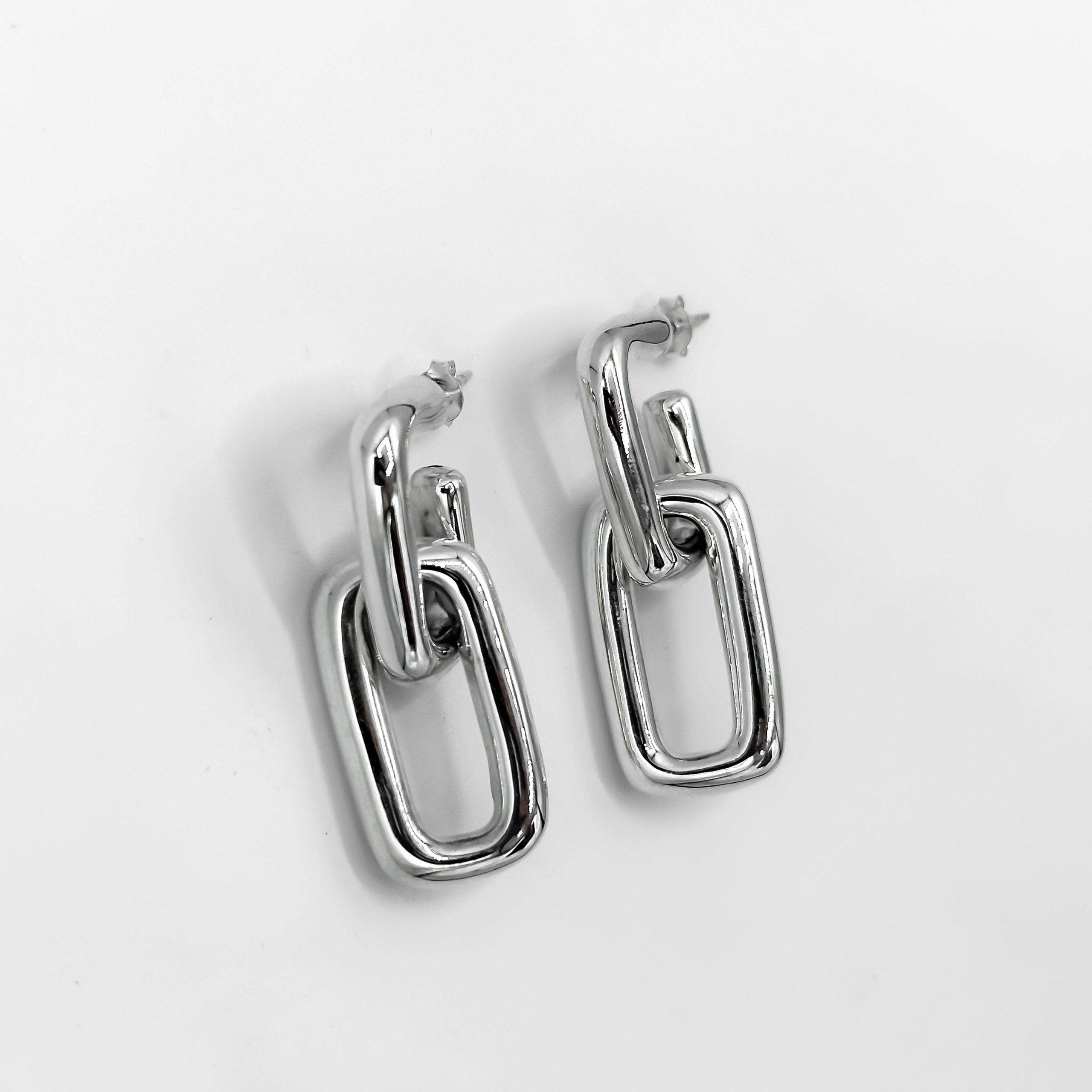 boucles d'oreilles en chaîne d'argent 925